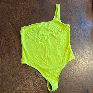 TNA one shoulder neon cotton bodysuit